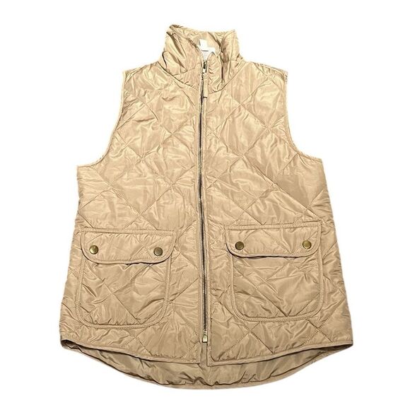 First Love Tan Quilted Vest With Gold Tone Hardware, Size S - Picture 6 of 8